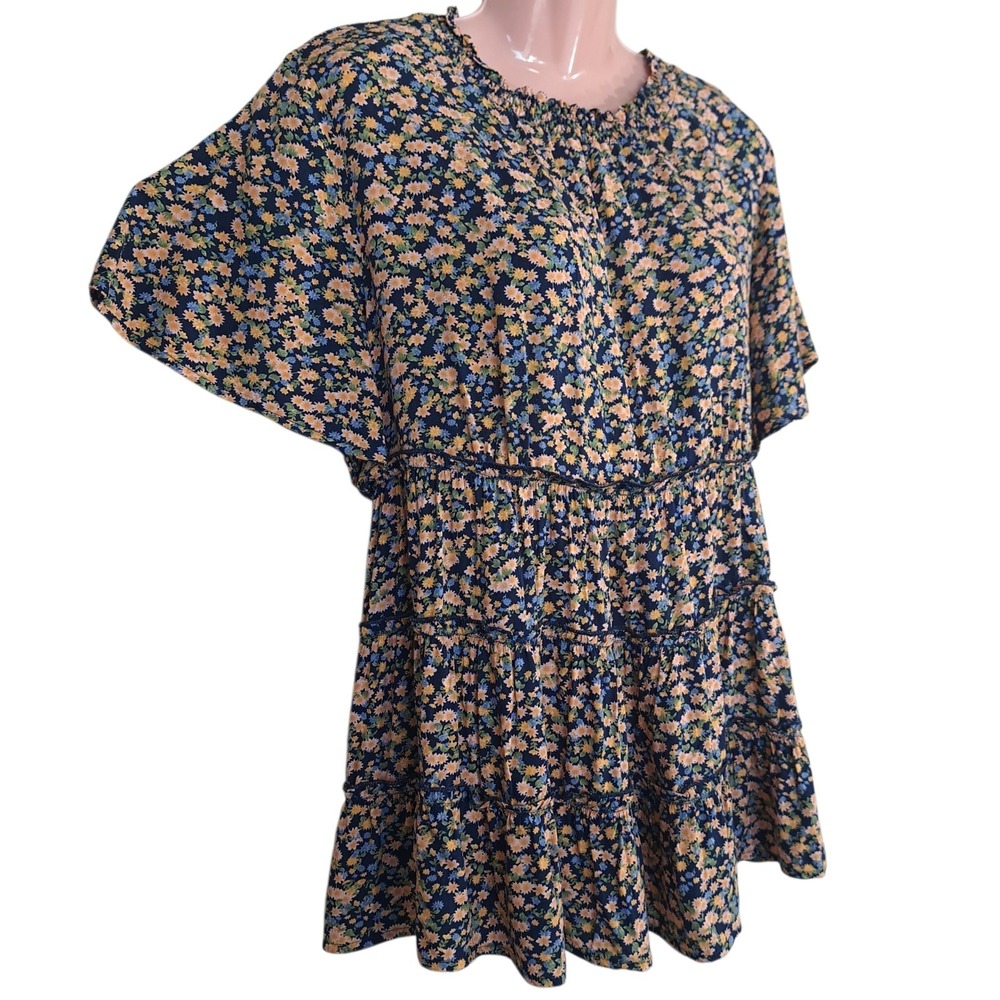 Bloomchic Women's Blouse/Top Pullover Multicolor Floral Size 12 Boho Oversized